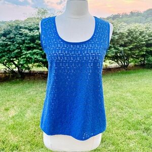 Ann Taylor Blue Lace Overlay Tank Top